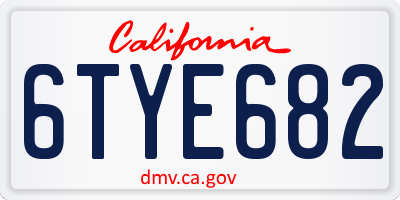 CA license plate 6TYE682