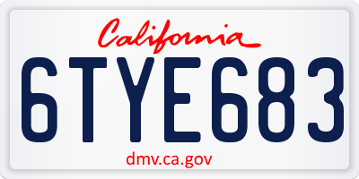 CA license plate 6TYE683