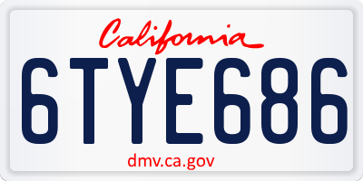 CA license plate 6TYE686