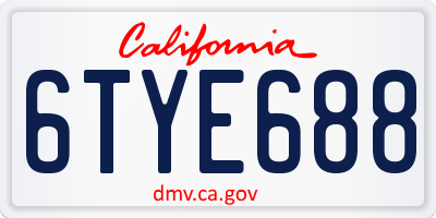 CA license plate 6TYE688