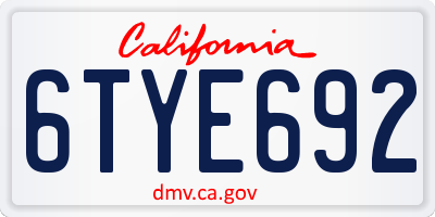 CA license plate 6TYE692