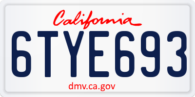 CA license plate 6TYE693