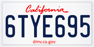 CA license plate 6TYE695