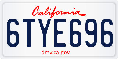 CA license plate 6TYE696
