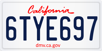 CA license plate 6TYE697