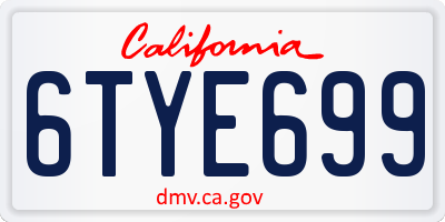 CA license plate 6TYE699