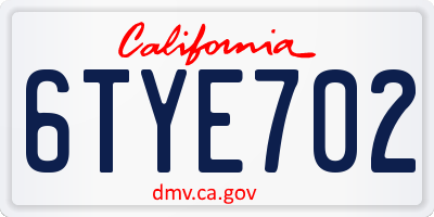 CA license plate 6TYE702