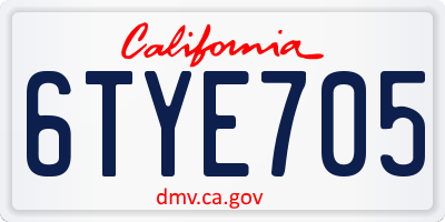 CA license plate 6TYE705