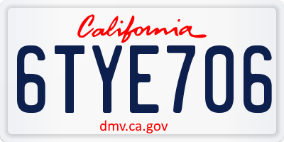CA license plate 6TYE706