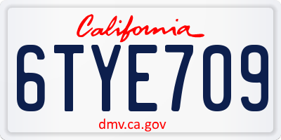 CA license plate 6TYE709