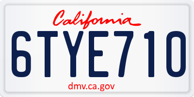 CA license plate 6TYE710