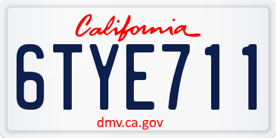 CA license plate 6TYE711