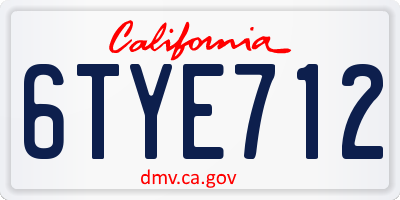 CA license plate 6TYE712