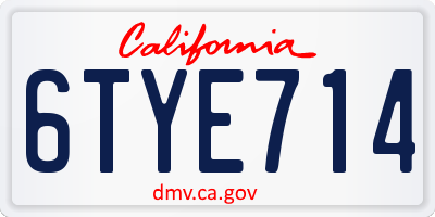 CA license plate 6TYE714