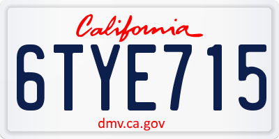 CA license plate 6TYE715