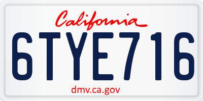 CA license plate 6TYE716
