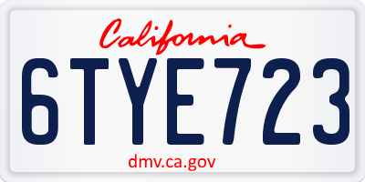 CA license plate 6TYE723