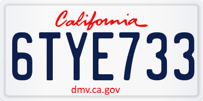 CA license plate 6TYE733