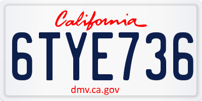 CA license plate 6TYE736