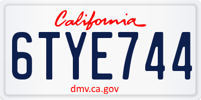 CA license plate 6TYE744