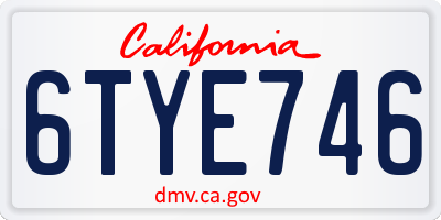 CA license plate 6TYE746