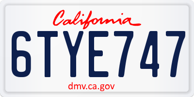 CA license plate 6TYE747