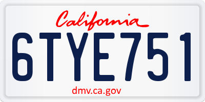 CA license plate 6TYE751