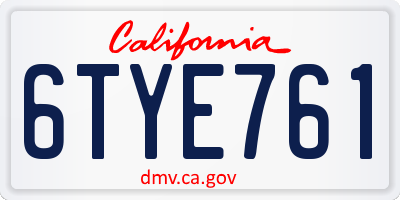 CA license plate 6TYE761