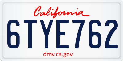 CA license plate 6TYE762