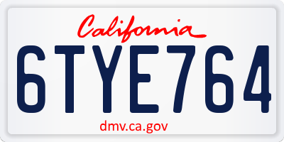 CA license plate 6TYE764