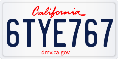 CA license plate 6TYE767