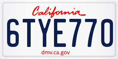 CA license plate 6TYE770