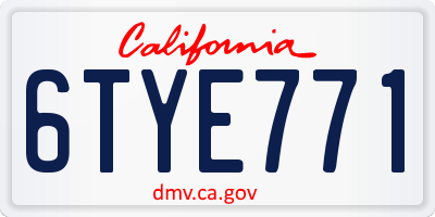 CA license plate 6TYE771