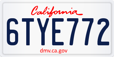 CA license plate 6TYE772