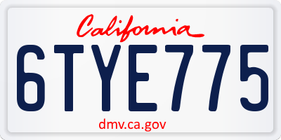 CA license plate 6TYE775