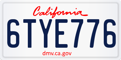 CA license plate 6TYE776