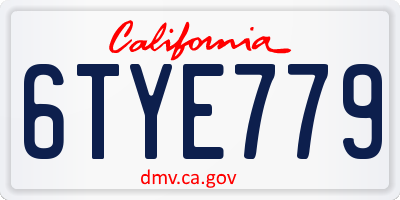 CA license plate 6TYE779