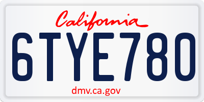 CA license plate 6TYE780