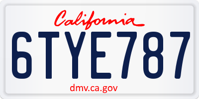 CA license plate 6TYE787