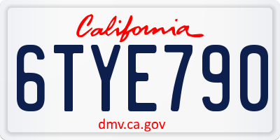 CA license plate 6TYE790