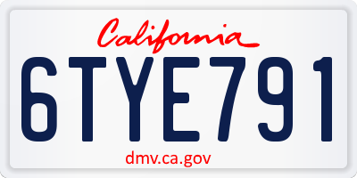 CA license plate 6TYE791