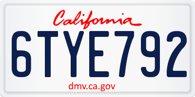 CA license plate 6TYE792