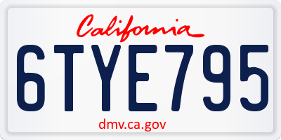CA license plate 6TYE795