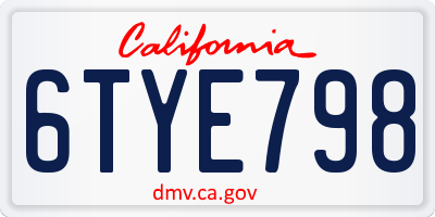 CA license plate 6TYE798