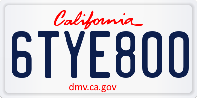 CA license plate 6TYE800