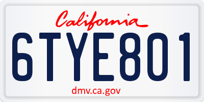 CA license plate 6TYE801