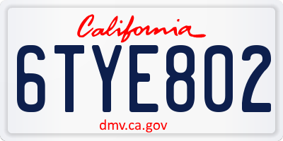 CA license plate 6TYE802