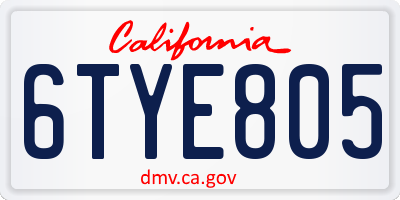 CA license plate 6TYE805