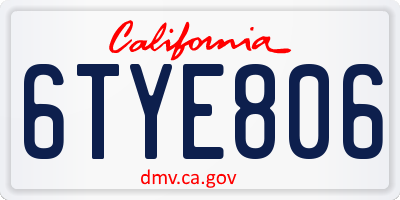 CA license plate 6TYE806