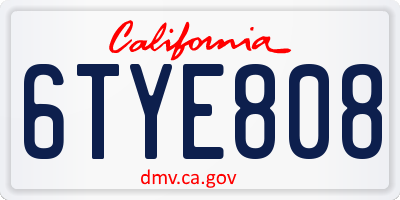 CA license plate 6TYE808